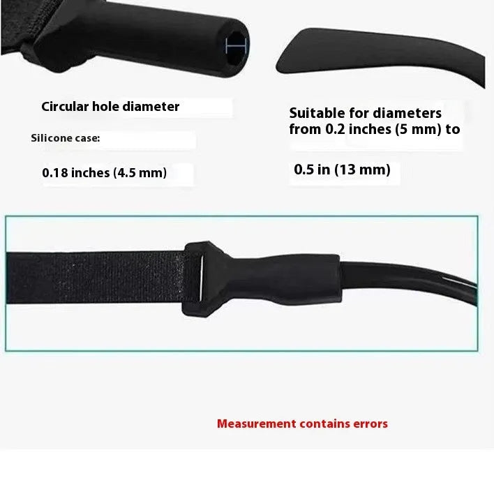 Black adjustable glasses cord with silicone tips attached to eyewear earpieces
