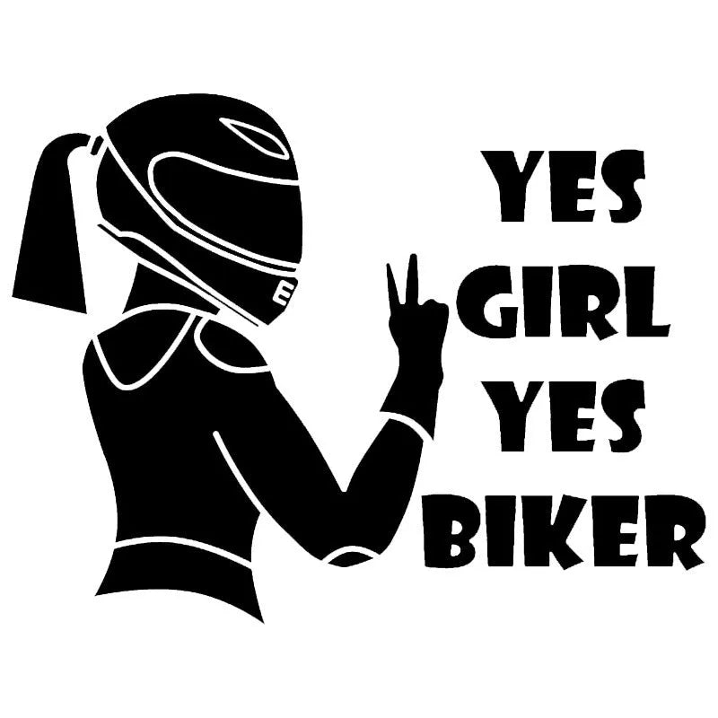Girl rider character waterproof car sticker measuring 16cm by 15cm