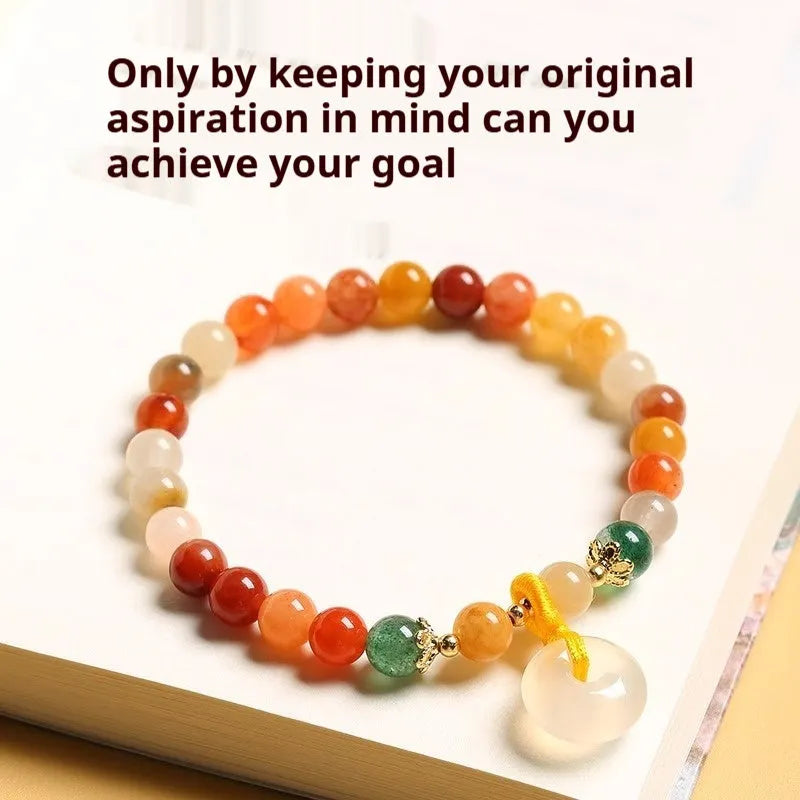 Handmade natural Jinsi Jade and Red Agate bracelet with safety buckle peace clasp