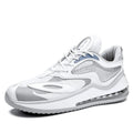 Men's Space Black and Space White casual shoes with air cushion and rubber sole.