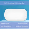 White UV sterilisation box with aromatherapy function for wireless charging and disinfection of personal items