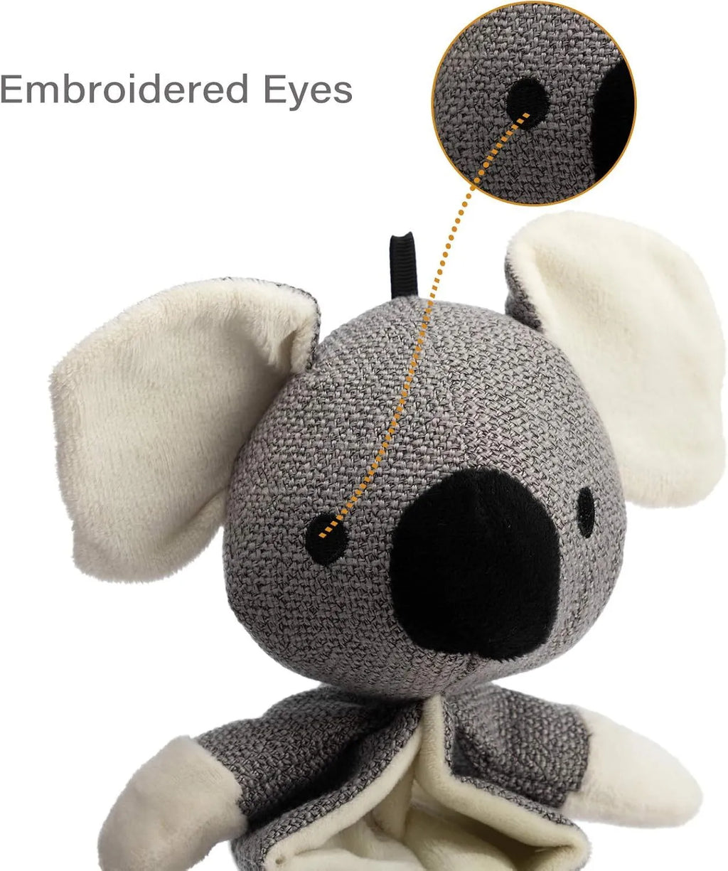 Hollypet grey koala plush dog squeaky toy with crinkle paper, 30cm length for small medium large dogs