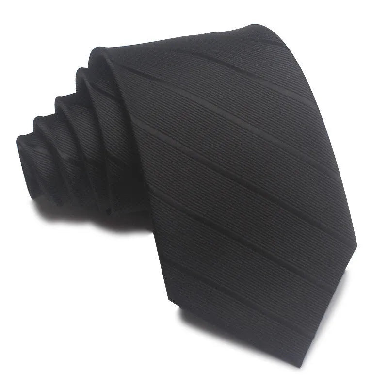8cm wide striped polyester jacquard tie in business colours