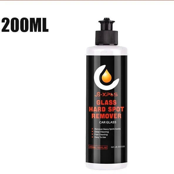 Glass oil film remover cleaning cream paste in 50ml, 100ml, and 200ml size bottles.