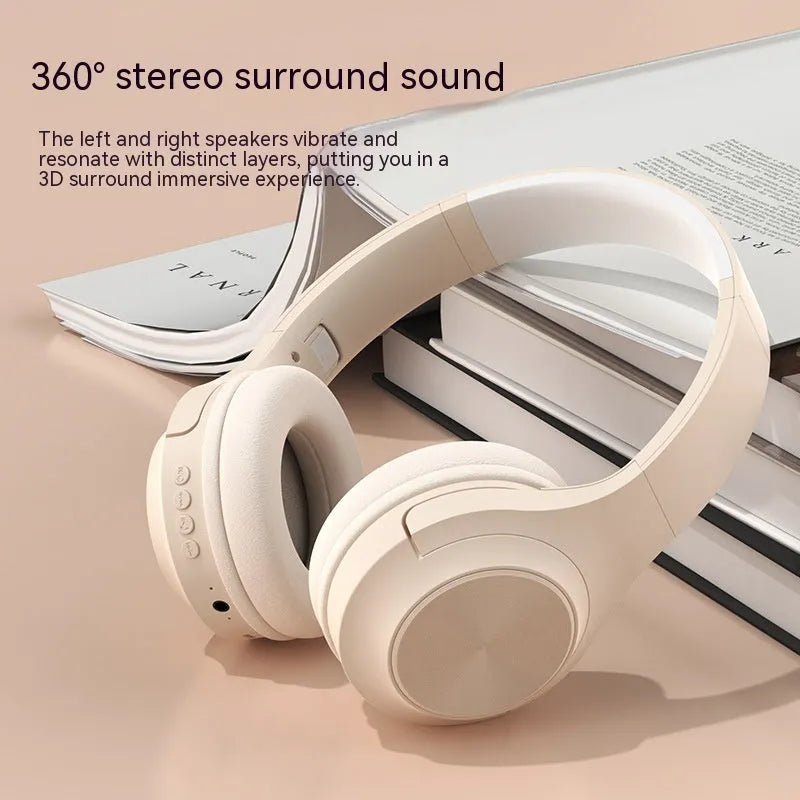 Wireless Bluetooth headset in chalk black colour with creative design and head-mounted wearing method