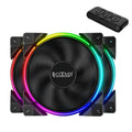 Three black 120mm fully addressable RGB PC case fans with hydraulic bearings for computer cooling