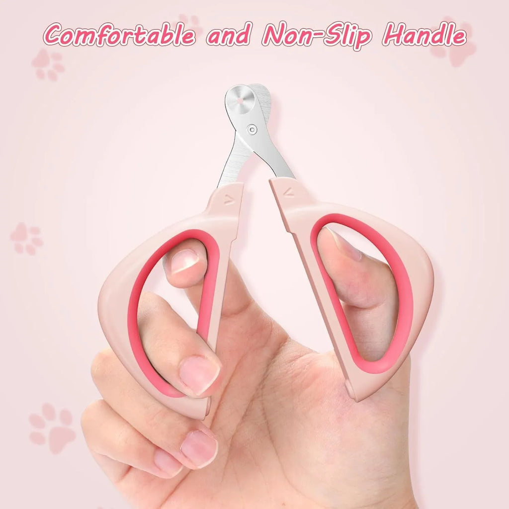 Cat nail clipper with positioning safety hole and non-slip handle in blue colour option