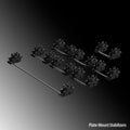 Mechanical keyboard stabiliser kit showing black and milky white stabiliser components with 6.25U and 7U satellite axes
