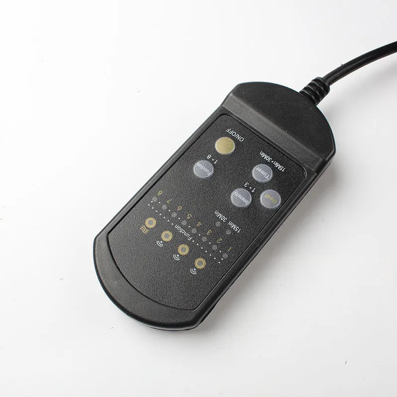 Black heating massage mat with infrared function and adjustable speed control on seat cushion