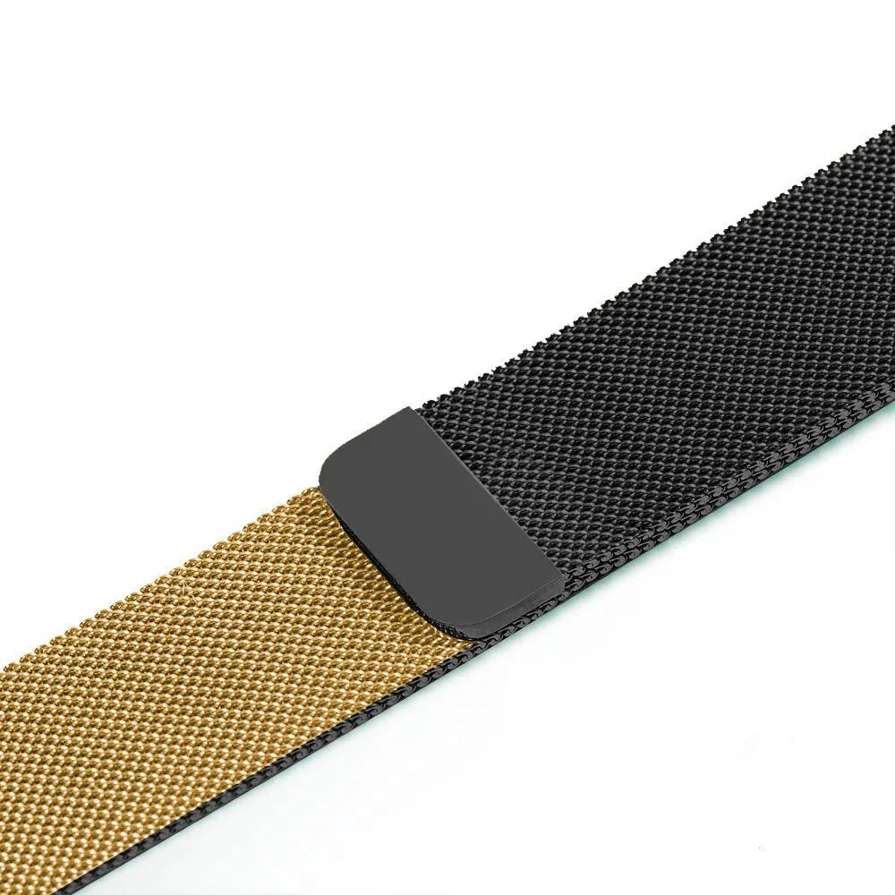 Apple Watch stainless steel mesh strap with magnetic clasp in silver, black, gold and rose gold