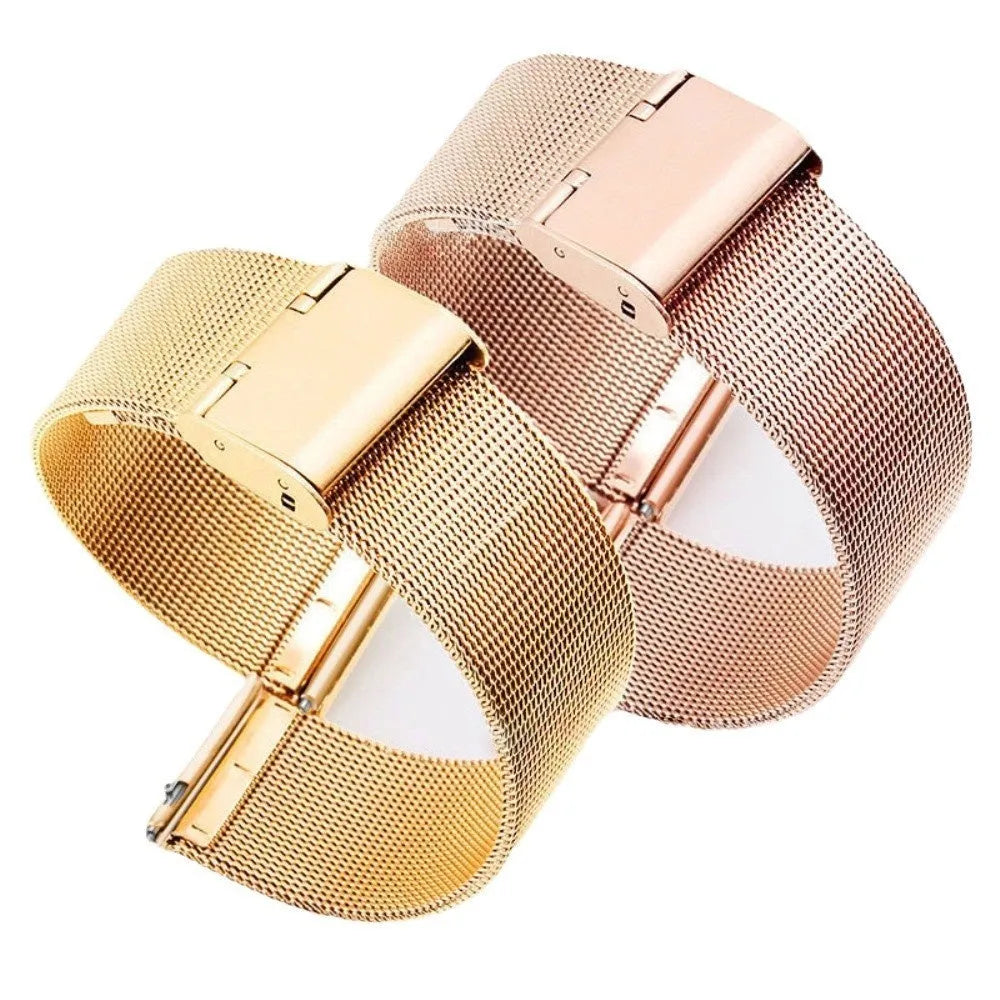 Milani Silk Woven Stainless Steel Watch Band in silver, black, rose gold, and gold colours with various bandwidth sizes