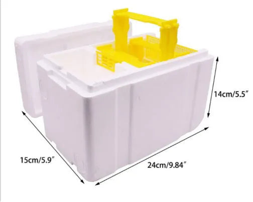 Three white EPS foam bee breeding delivery boxes for hive management