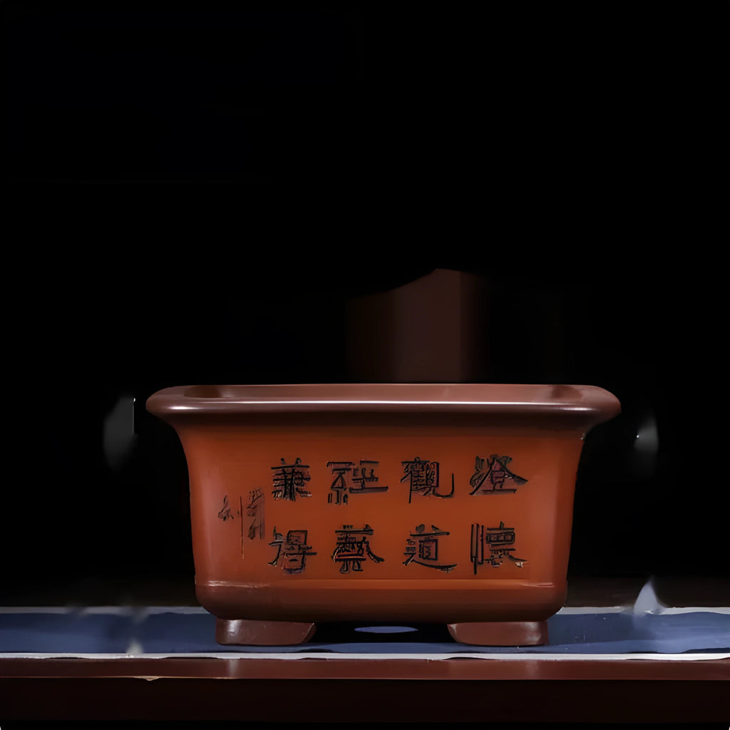 Extra large purple clay Chinese style bonsai flower pot for indoor plants