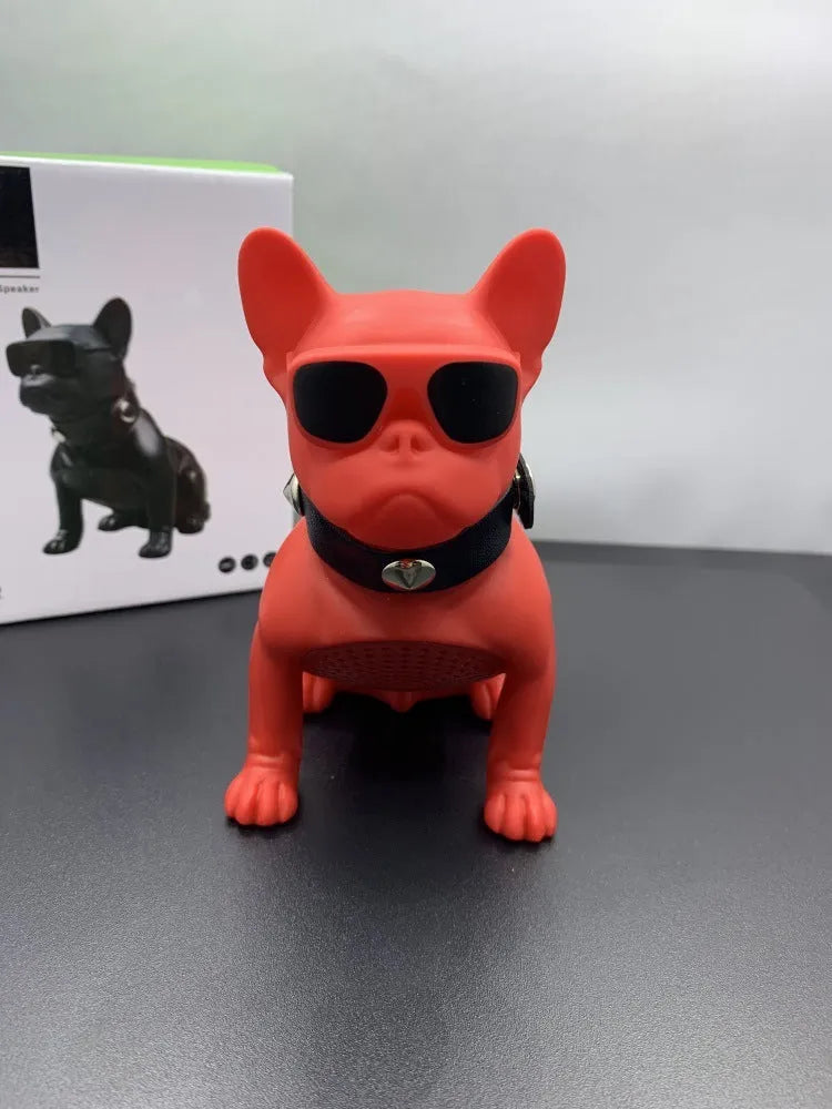 Mini full-body bulldog-shaped Bluetooth speaker in black, white, or red colours