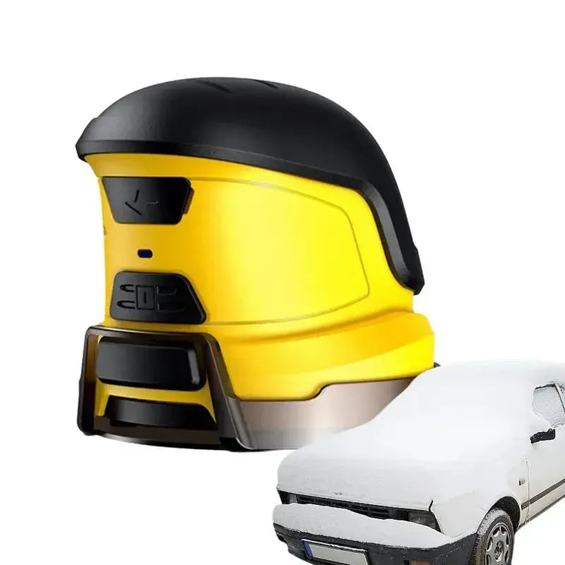 Yellow cordless electric ice scraper for car windows with lithium battery and USB charging