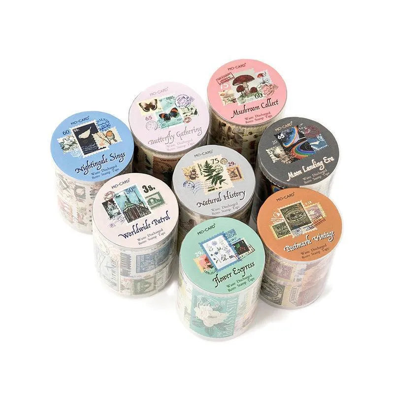 Roll of decorative coated paper stamp for DIY journals, showing butterfly pattern design.
