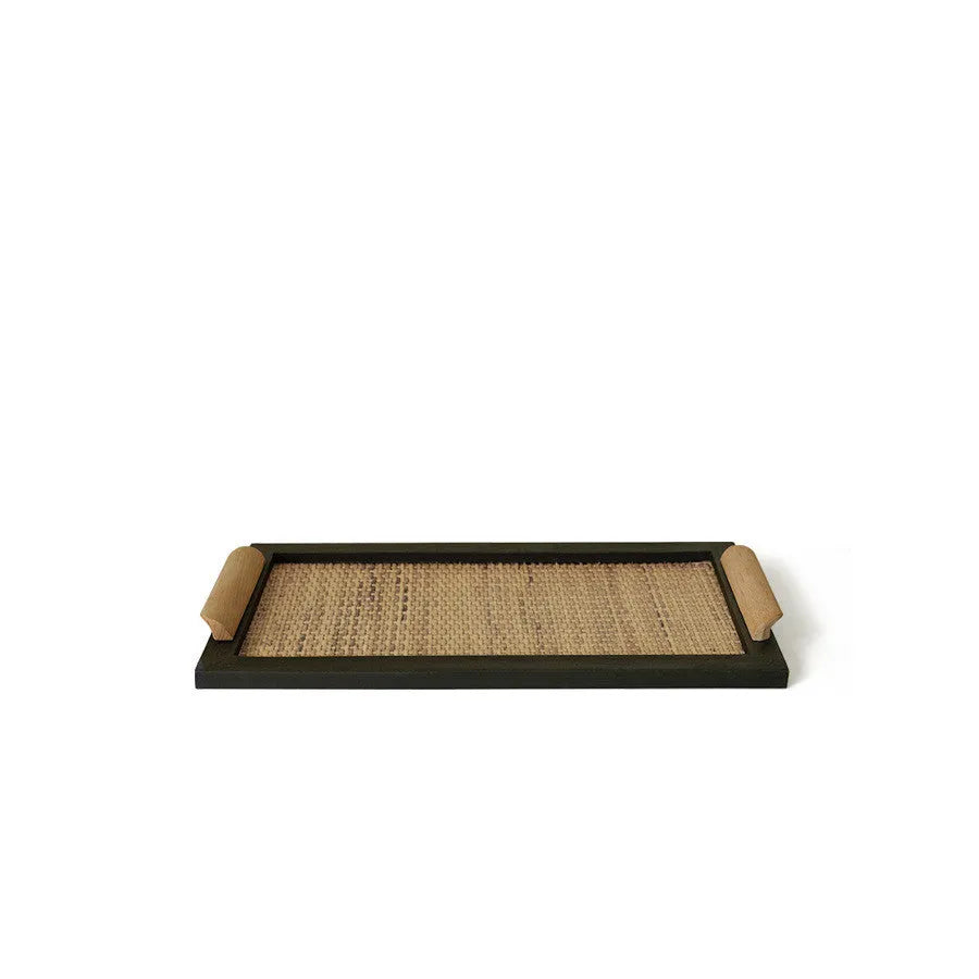 Pine wood dining tray with built-in compartments, shown in small and large size options.
