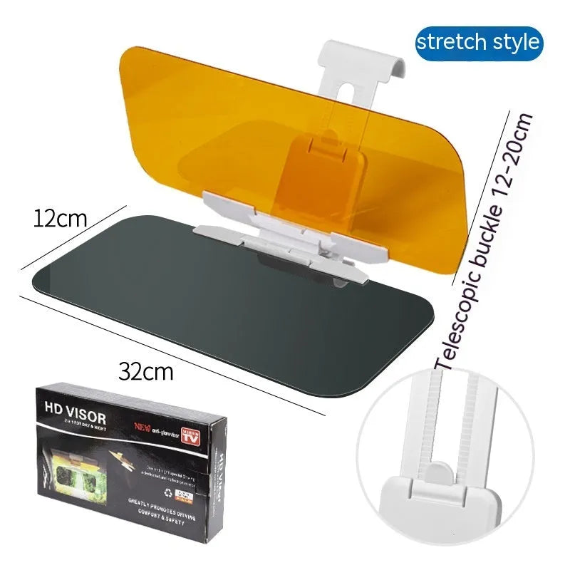 Universal anti-high beam car sun visor with telescopic adjustment and acrylic lens