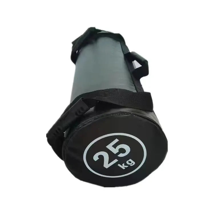 White PVC fitness training sandbag for gym strength conditioning with weight options from 5kg to 30kg