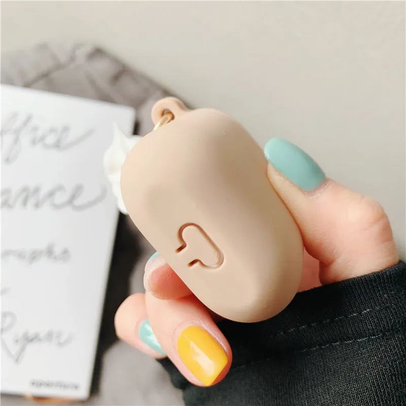 Silicone protector case for Apple AirPods 2 with a cylinder ice cream pattern design.