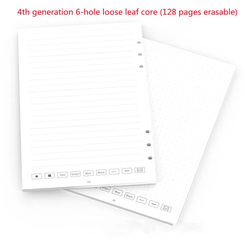 Loose spiral notebook filling paper replacement core with 64 pages and nine writing refills
