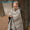Outdoor cloak sleeping bag wearable as cape shawl with 200x140cm dimensions and hollow cotton filling