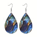 Flat acrylic drop earrings with printed branch knot design for unisex wear
