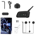 V6 Pro motorcycle helmet Bluetooth intercom unit with headphone and mounting accessories.
