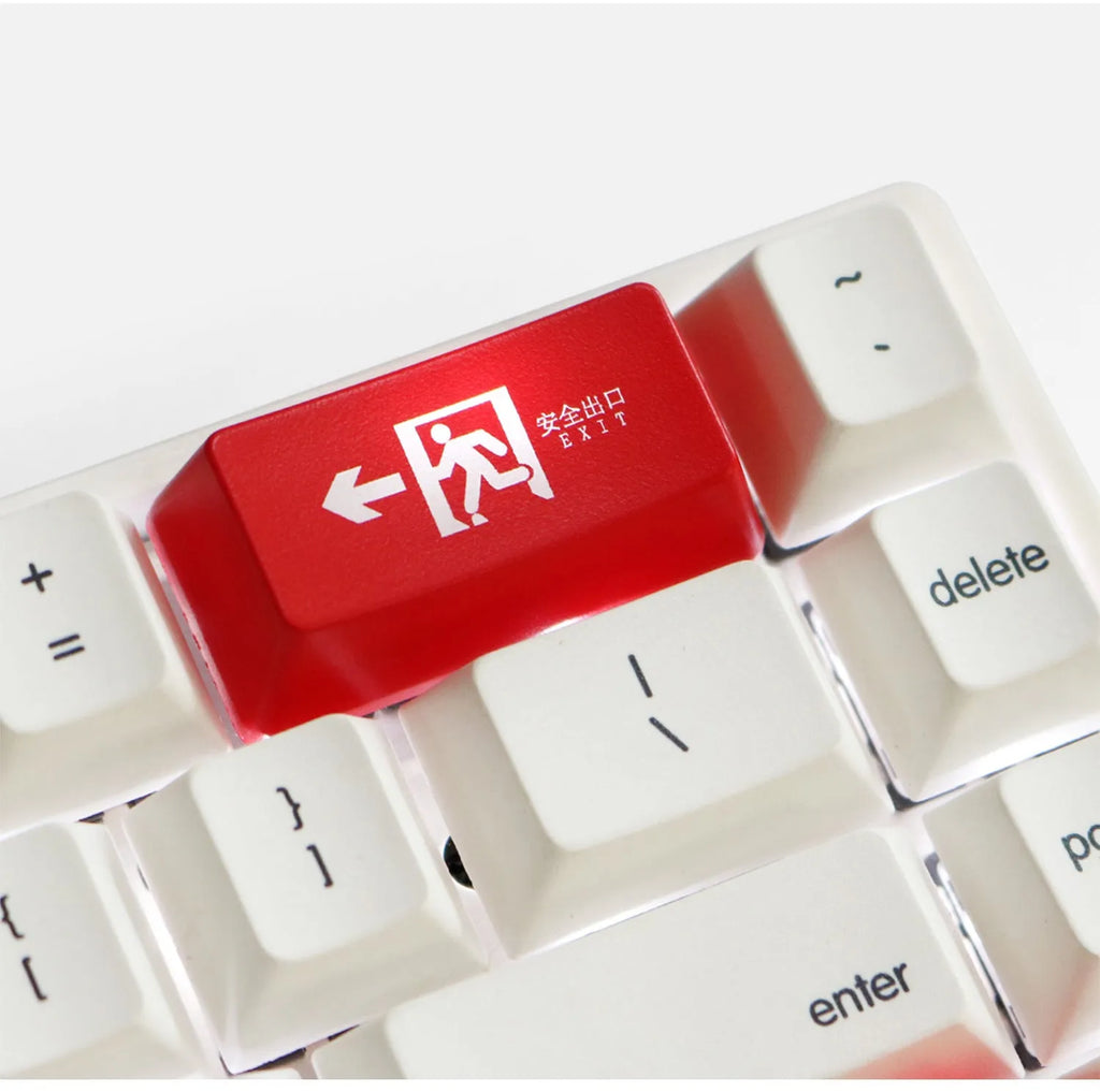 Red emergency exit symbol backspace keycap for mechanical keyboard customisation