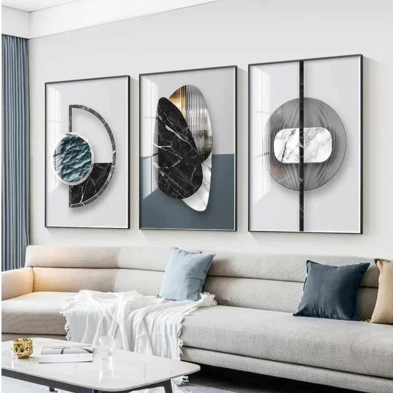 Abstract geometric pattern printed on canvas wall poster in multiple size options