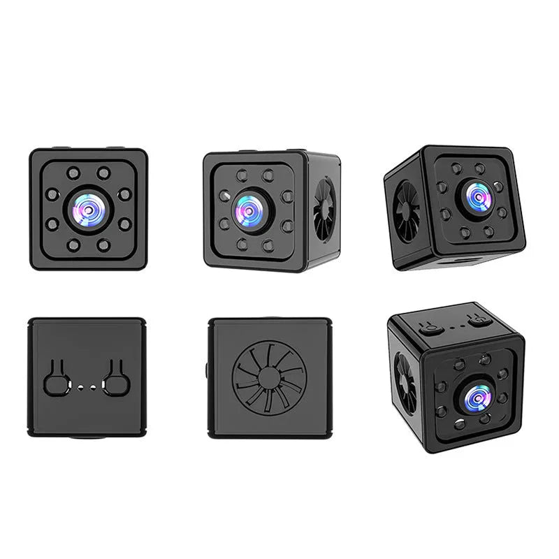 Black square K13 remote network sports HD camera with mounting bracket on white background