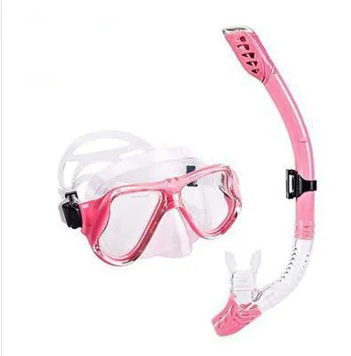 PC frame diving goggles with anti-fog lenses in black, blue, pink or yellow colours with adjustable silicone strap