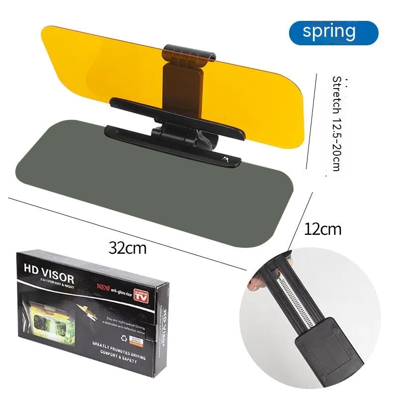 Universal anti-high beam car sun visor with telescopic adjustment and acrylic lens
