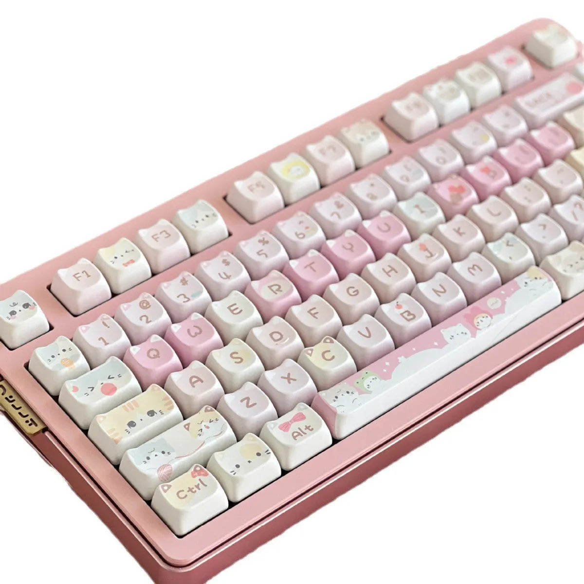 Meow Meow Team 141-key plastic key cap set with five-sided sublimation design for mechanical keyboards.