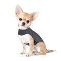 Heather Grey dog anxiety vest made from brocade cotton ponte-de-roma fabric on a medium-sized dog.