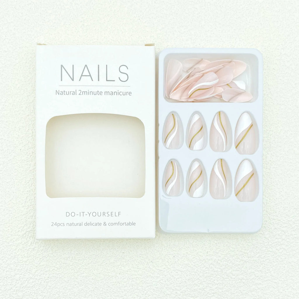 Golden Lines medium drop shape nail stickers with plaid pattern in JF0518 jelly glue colour