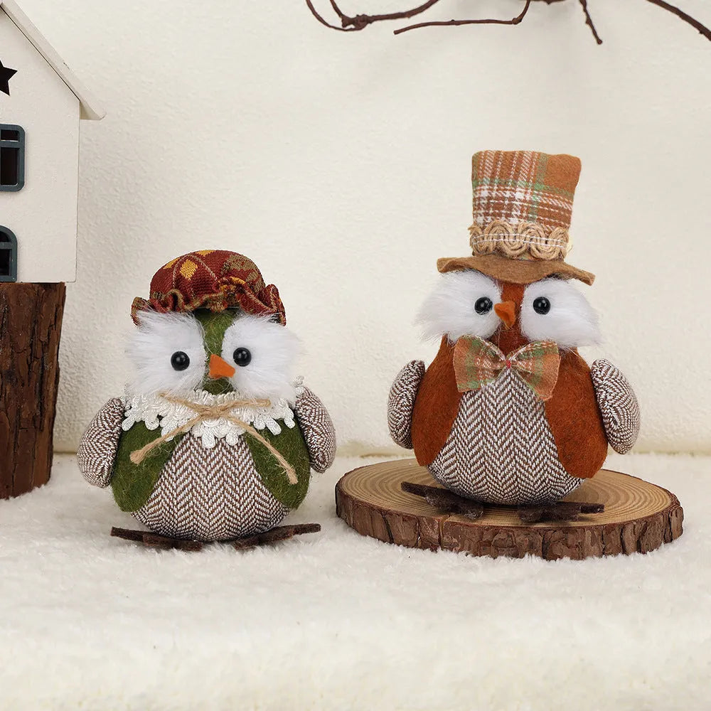 Thanksgiving harvest owl bird pendant ornament in orange or green polyester cloth