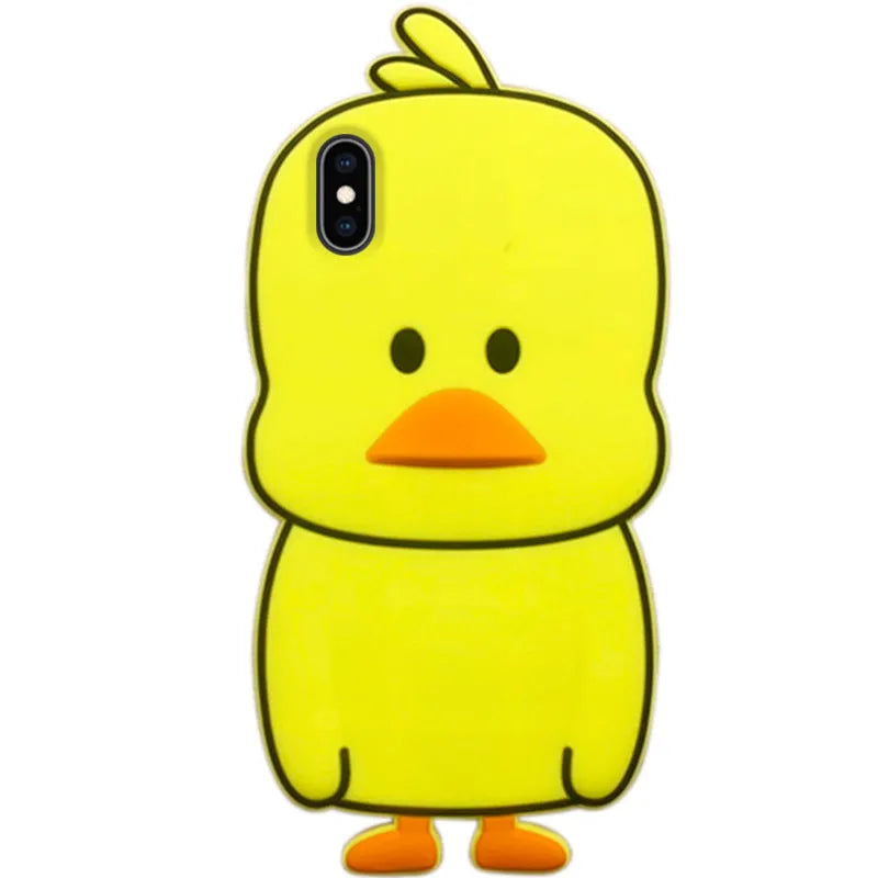 Green and yellow silicone iPhone cases with cartoon animal designs for waterproof, drop-resistant protection.