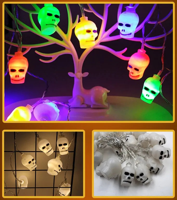 Halloween string lights with LED pumpkin, ghost, and bat decorations on a 1.2m wire.