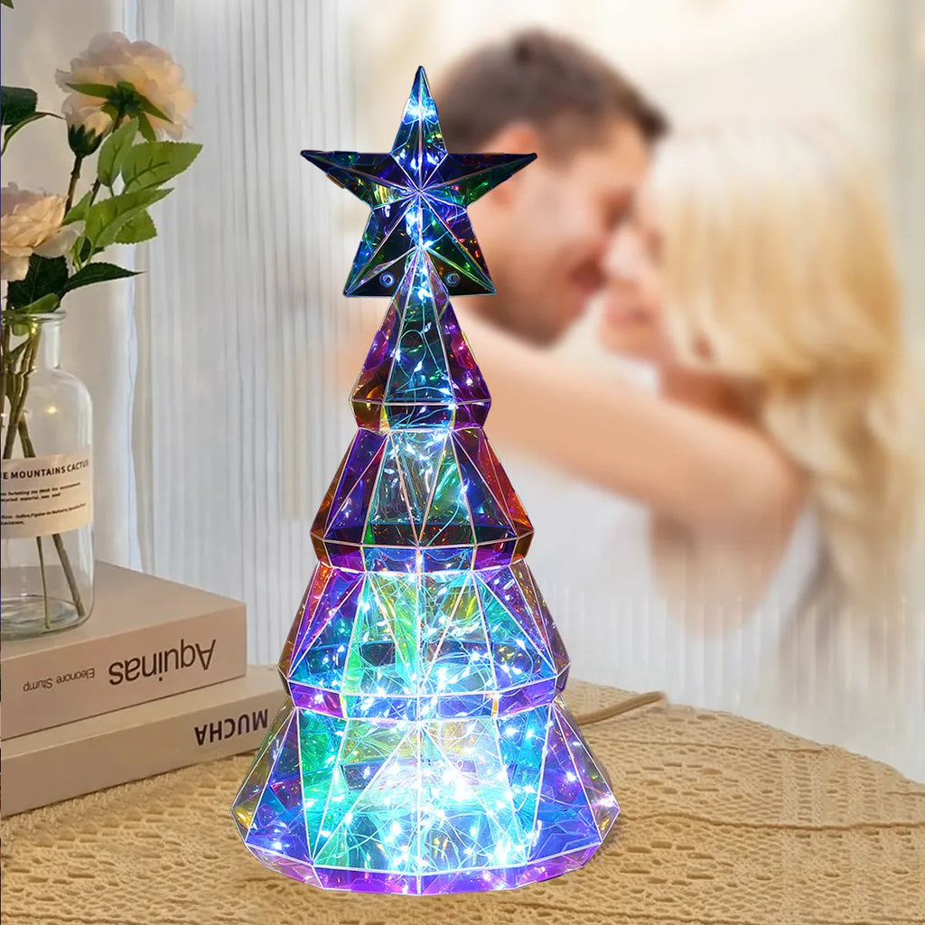 PET material colourful cartoon Christmas tree luminous decoration measuring 14.5×4.8×20cm