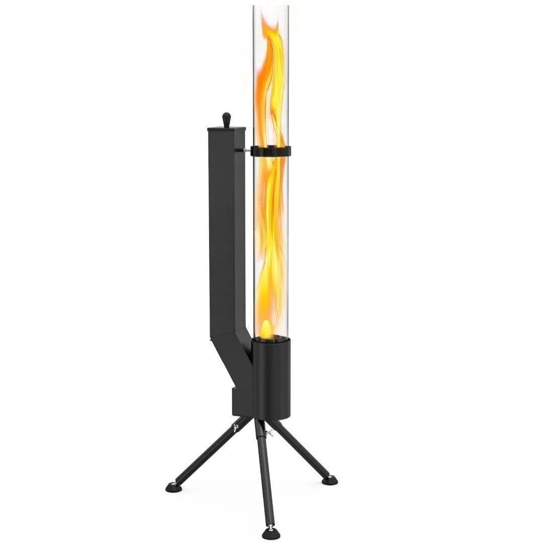 Vertical cast iron wood burning rocket furnace courtyard heating stove