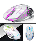 Black and white wireless mouse with mute buttons for laptop use