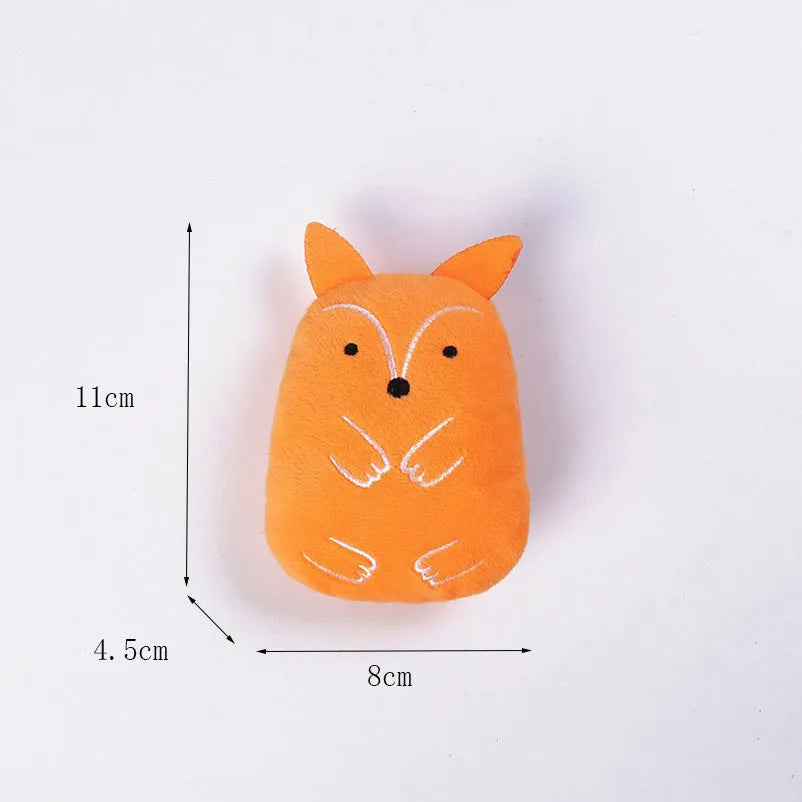 Four assorted colour catnip chewing toys for cats with plush construction