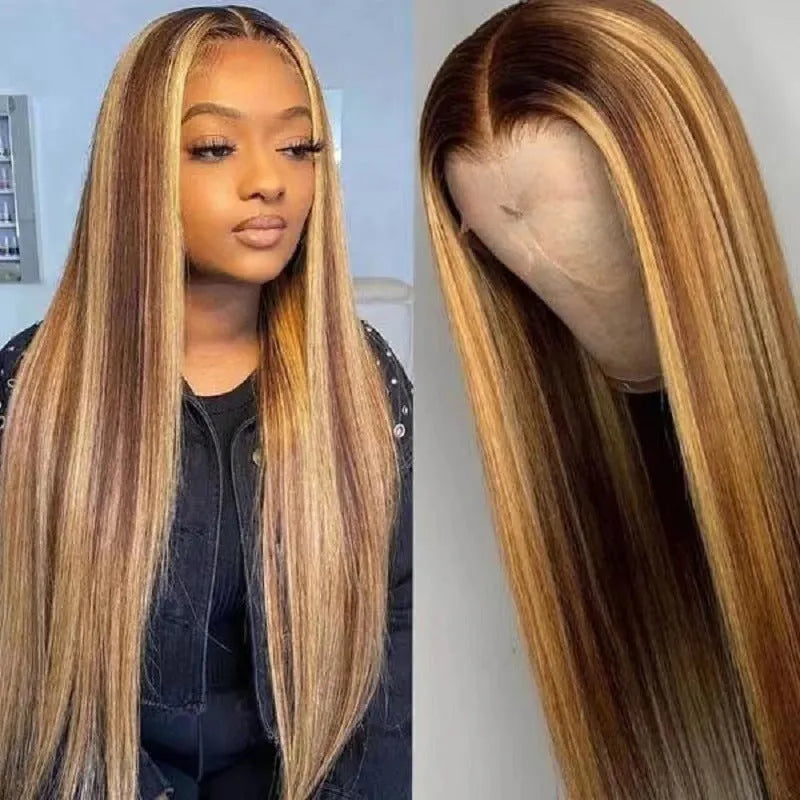 Front lace wig with African big wave style and gradient colour in high-temperature fibre