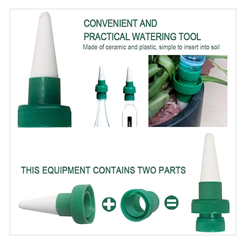 Green ceramic pot dripper for cola bottle irrigation with automatic water seepage function
