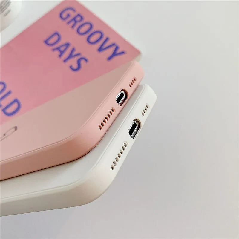 Silicone TPU phone back cover case for Apple iPhone in solid black, green, grey, pink, purple, red or white colour.