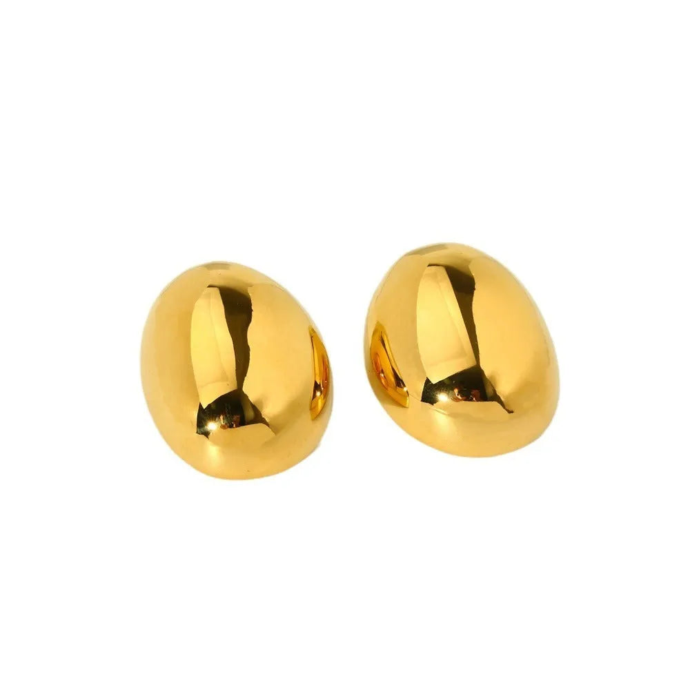 Geometric line ear studs with exaggerated glazed surface and 18K electroplated finish