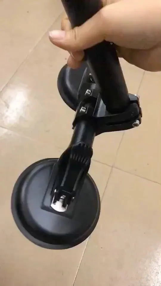 Black ABS plastic off-road car sucker base with round rubber disc for glass mounting