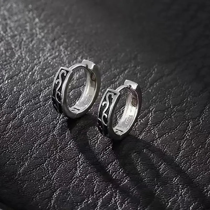 West Coast men's geometric copper earrings in hip hop style showing 10mm and 14mm size options