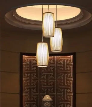 Bamboo plaited table lamp with natural texture and E27 fitting for bedside or hallway lighting